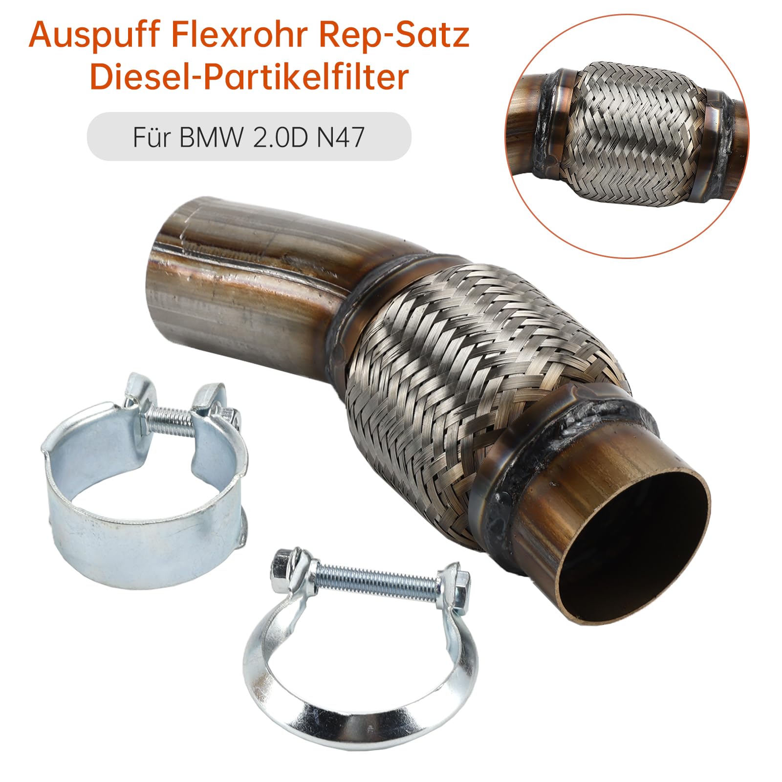 Exhaust Flex Pipe Repair Set Diesel Particulate Filter pour BMW 2.0D N47