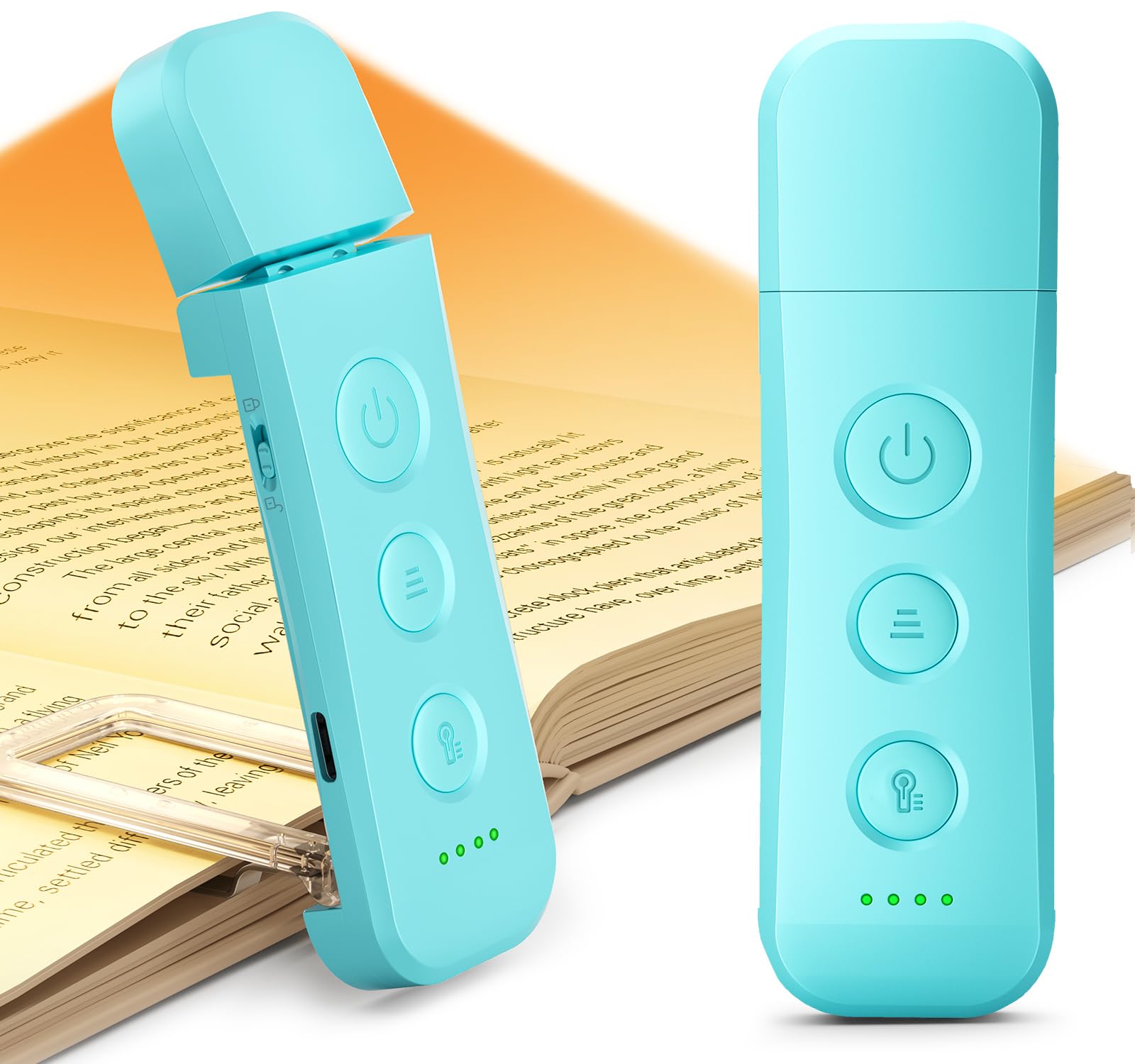 Glocusent Blue Upgraded 12 Led Book Light, 200H Runtime Reading Light With 5 Colors & 5 Brightness, Portable Reading Lights For Books In Bed, Usb-C Rechargeable, Travel Lock (Blue)