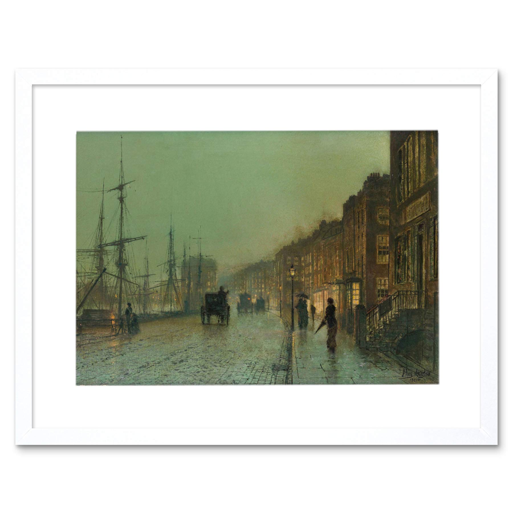 Wee Blue Coo John Atkinson Grimshaw Glasgow Docks 1881 Painting Picture Framed Wall Art Print