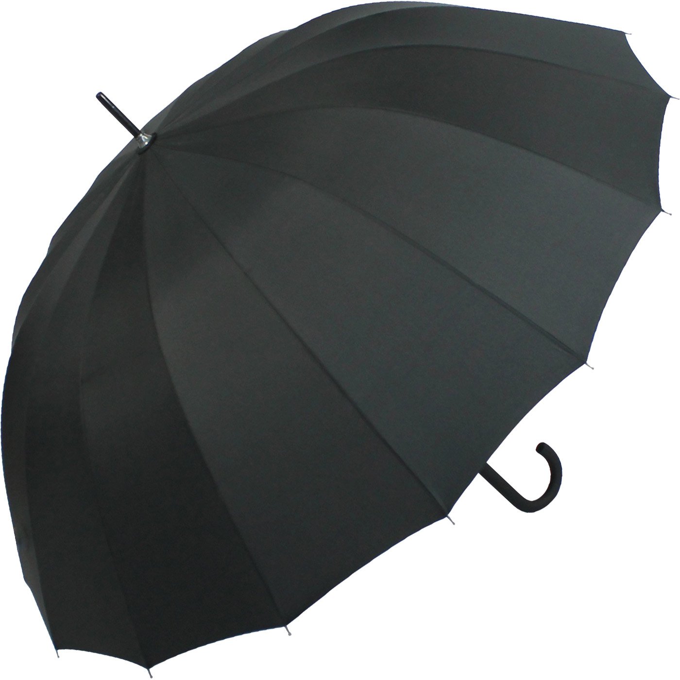 iX Brella Ombrello a bastone, 16 stecche, in full-fiber, con apertura automatica, super stabile, colore nero, nero (Nero) - 84001