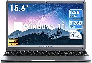 SGIN Laptop, 15.6 Inch Windows 11 Laptops Computer (12GB DDR4 512GB SSD) with Intel Celeron N5095 Processor(Up to 2.9GHz), FHD 1920x1080 Display, Bluetooth 4.2, Webcam, WiFi