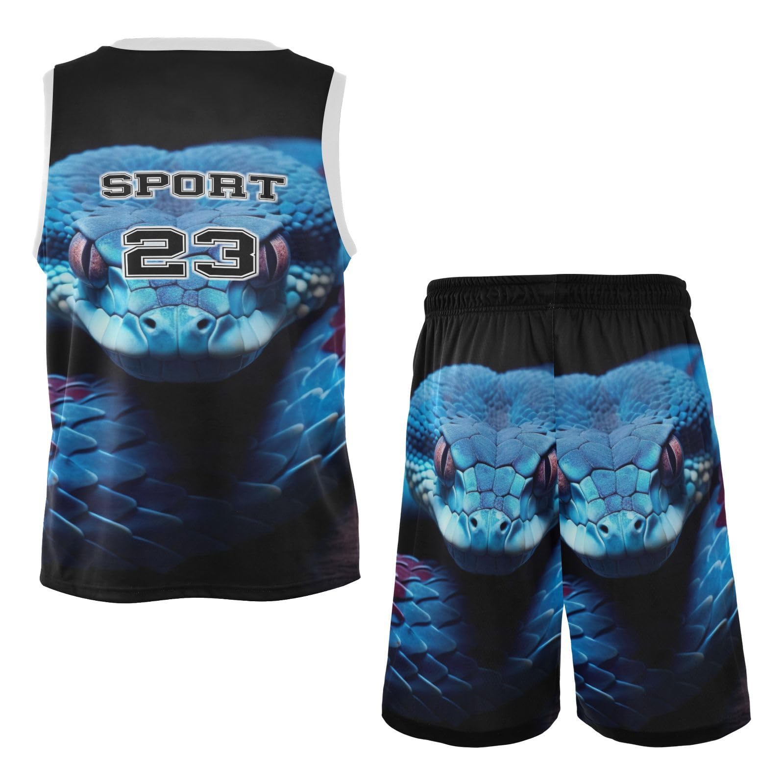 FLildon Wild Snake Boys Basketball Jersey Set Tank Top Shorts Tracksuit Sport Training Suit for Kids, M