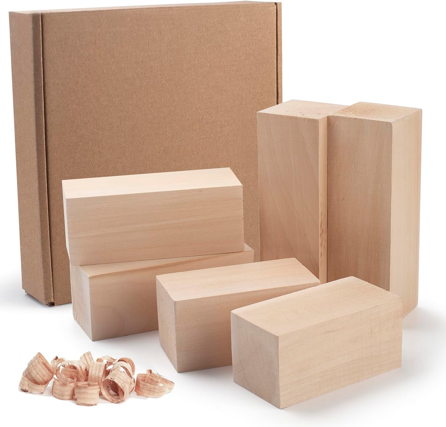 FACATH 6 Pcs Basswood Carving Blocks, Whittling Wood Blocks