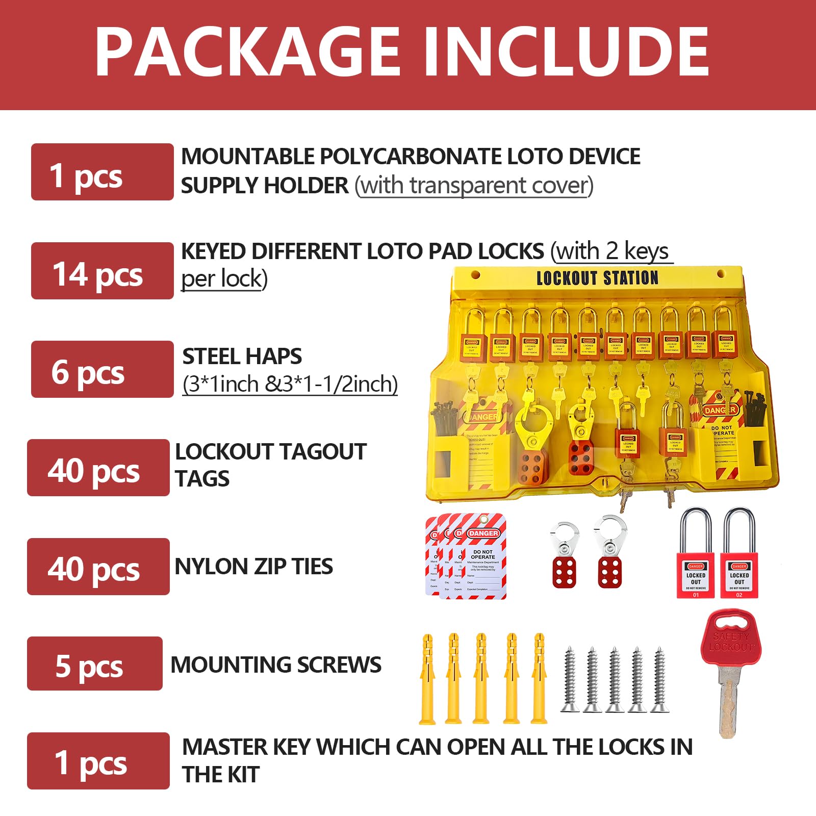 Lock Picking Kit Lockout Kit Portable Lockout Tagout Box Kit - 6 LOTO ...