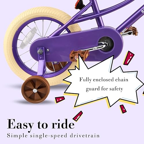 Miniatura 5 de RULLY Donna - Bicicleta infantil para niñas de 2 a 7 años, 12, 14 y 16 pulgadas, bicicleta de princesa con asiento de bicicleta para muñecas, ruedas