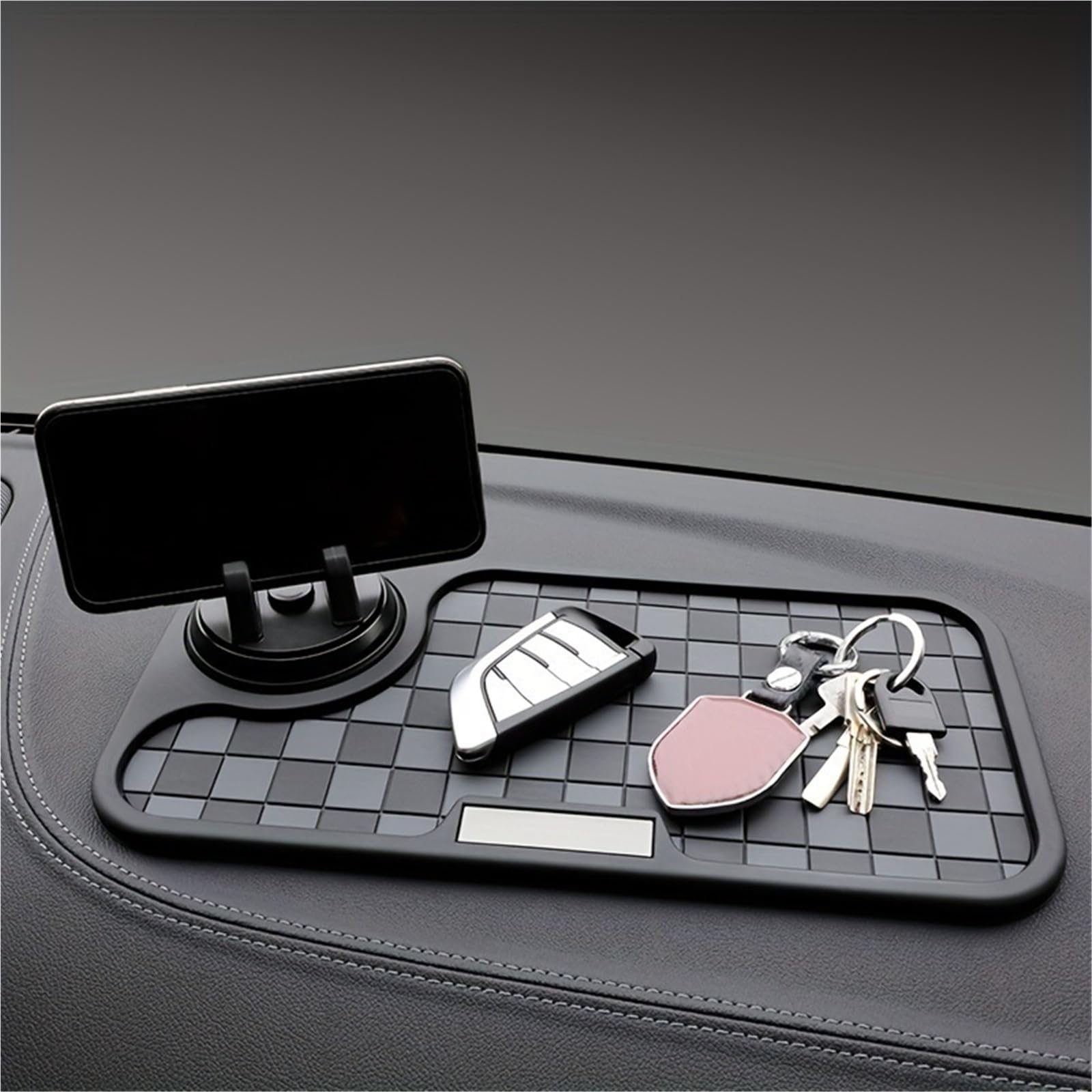 Auto-Anti-Rutsch-Pad, Armaturenbrett, Mittelkonsole, Anti-Rutsch-Matte mit drehbarer Telefonhalterung, PVC-Schlüsselaufbewahrungsmatte Für Auto