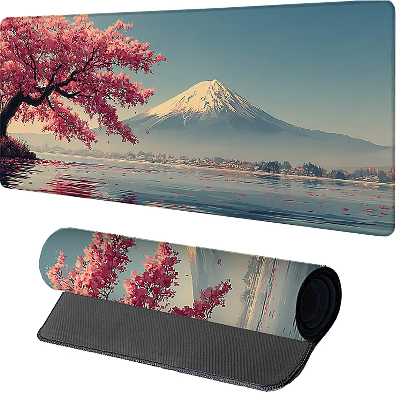 Mount Fuji gamingowa podkładka pod mysz 1-8783 mm, podkładka pod mysz, duże drzewo, podkładka na biurko z przeszytą krawędzią, podkładka pod mysz z antypoślizgową gumową podstawą, akcesoria biurowe