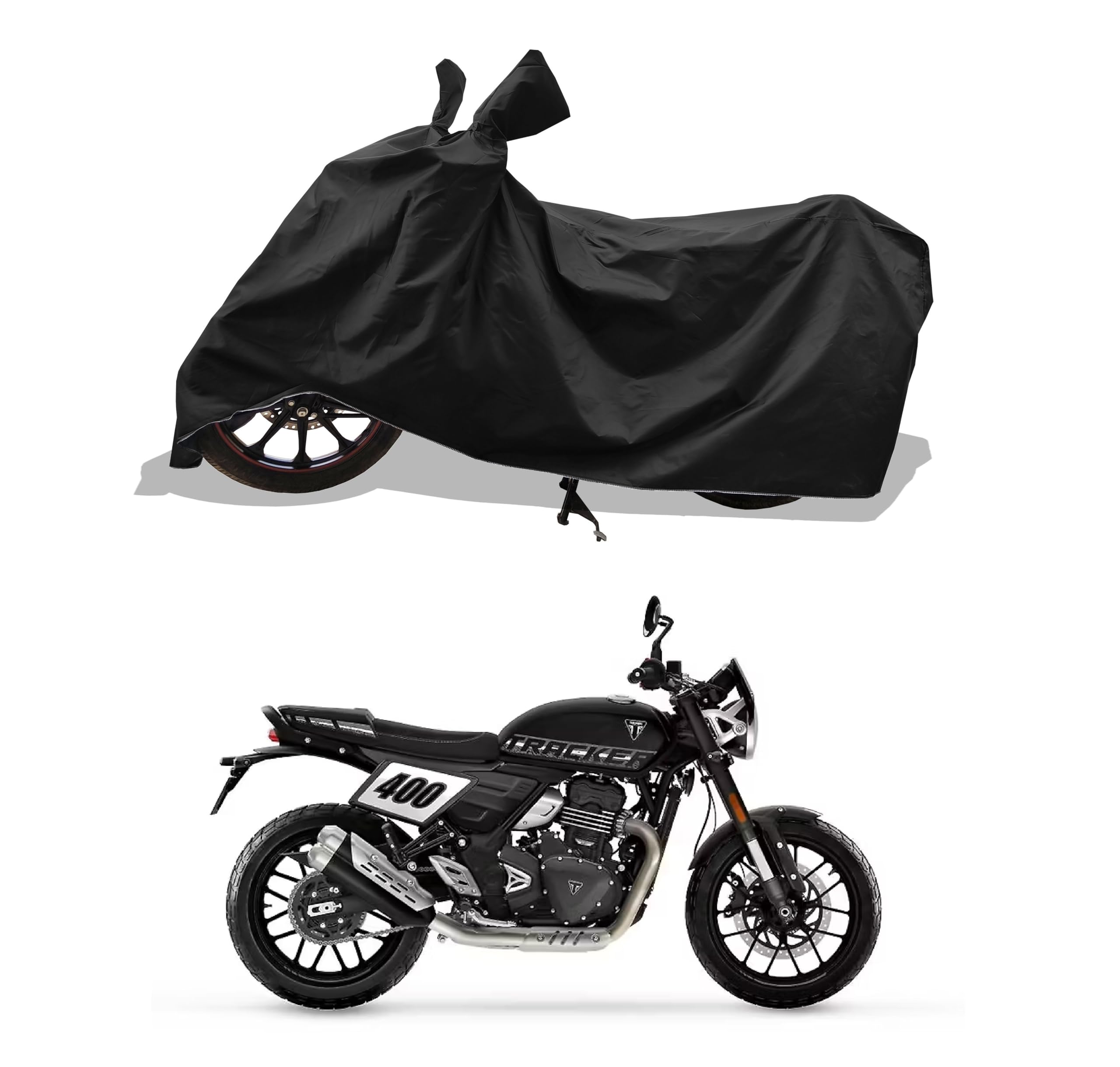All Weather Bike Cover for 2026 Triumph Tracker 400 Bike Cover with Water-Resistant and Dust Proof Premium 210T Fabric_Entire Black-image-25