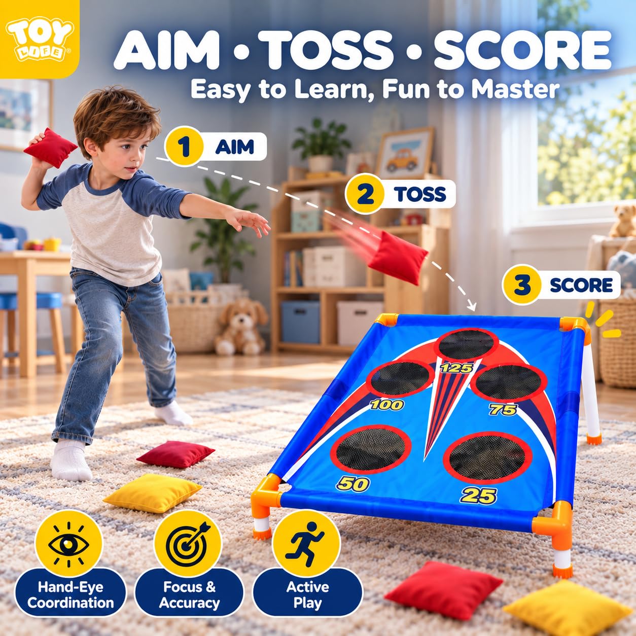 TOY Life Bean Bags Toss Carnival Games, Cornhole, Outdoor Toys for Kids Ages 4-8, Backyard Game Sports & Outdoor Play, Outside Toys for Ages 5-7, Family Lawn Yard Games Birthday Party, Gift for Boys — Amazon image 7