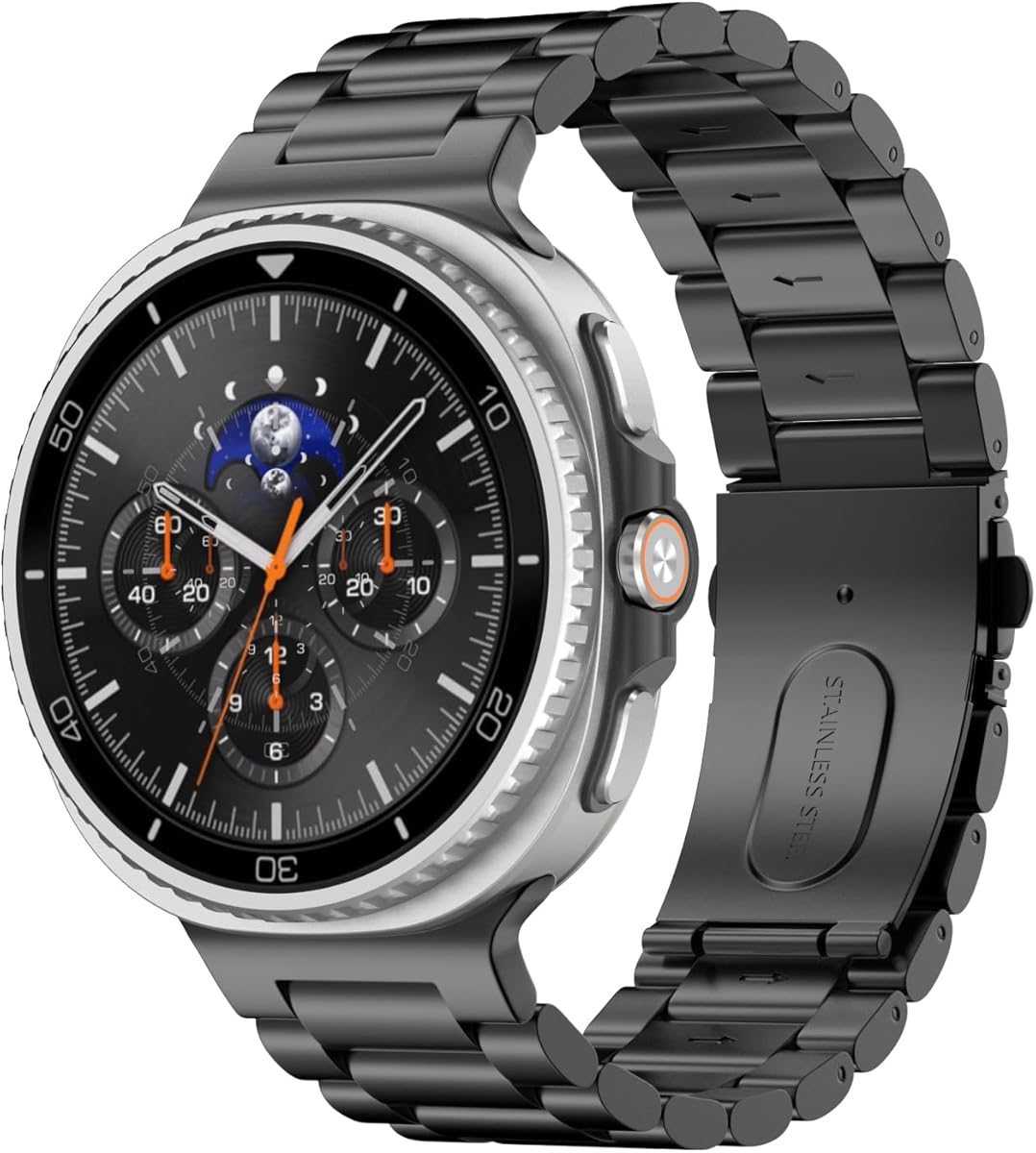 MoKo Metal Band Compatible with Samsung Galaxy Watch 8 Band 40mm 44mm/Galaxy Watch 8 Classic 46mm, No Gap Business Stainless Steel Strap for Men Women