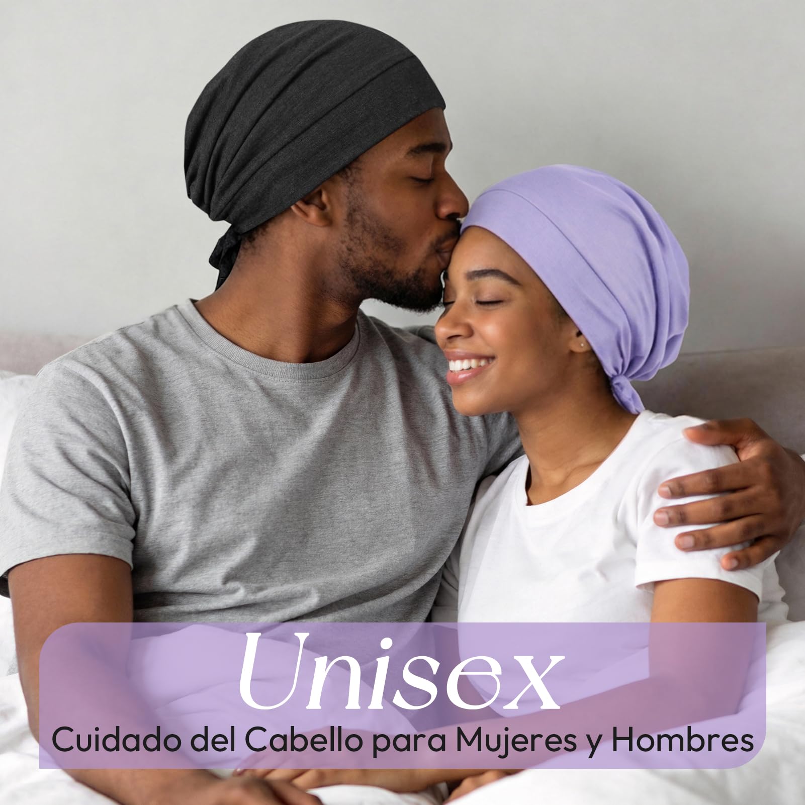 Gorro de Seda para Dormir de Fibra de Bambú, Ajustable Gorro Saten Pelo Rizado con Correas Suave Slouchy Silk Bonnet