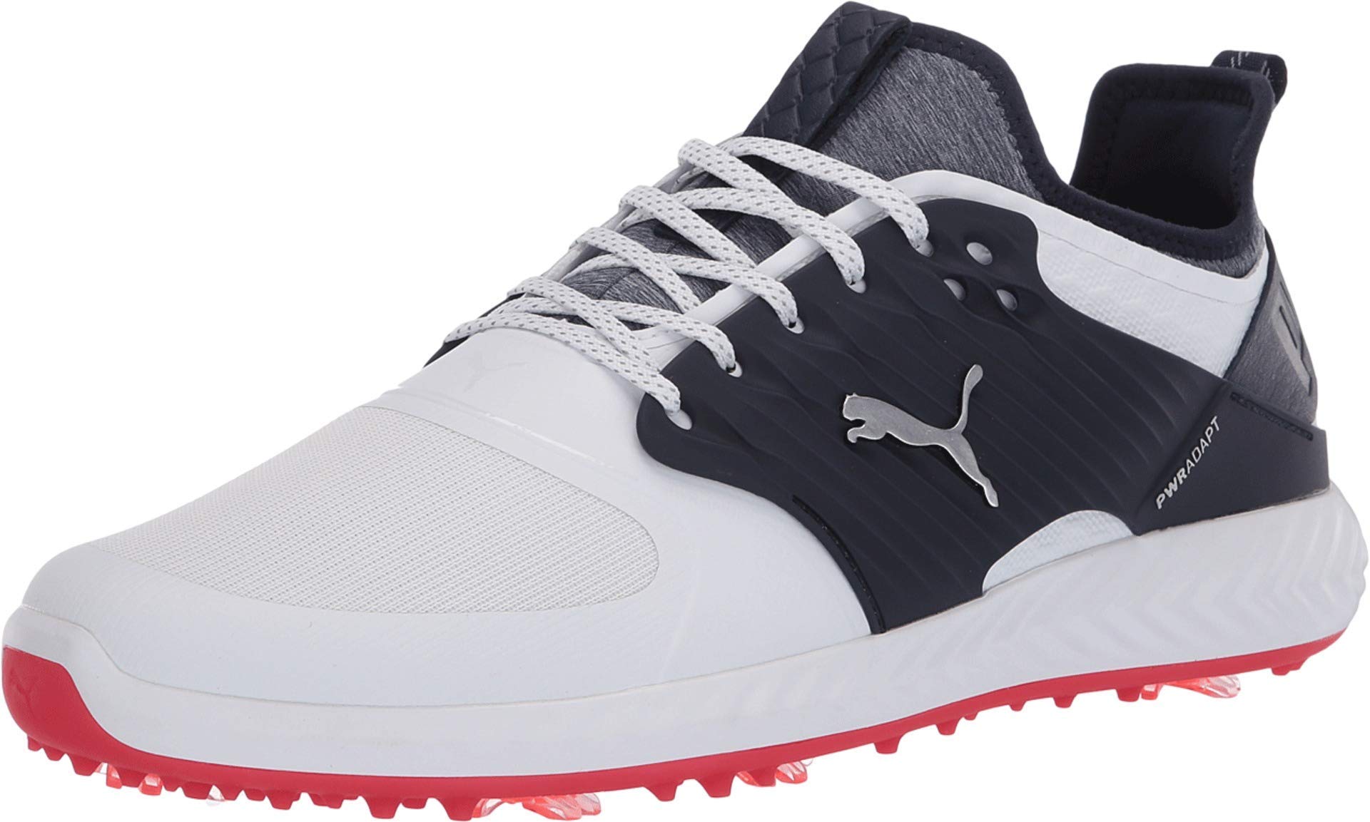 puma golf Men's Ignite Pwradapt Caged Golf Shoe, Puma White-puma Silver-peacoat, 8-picture-14