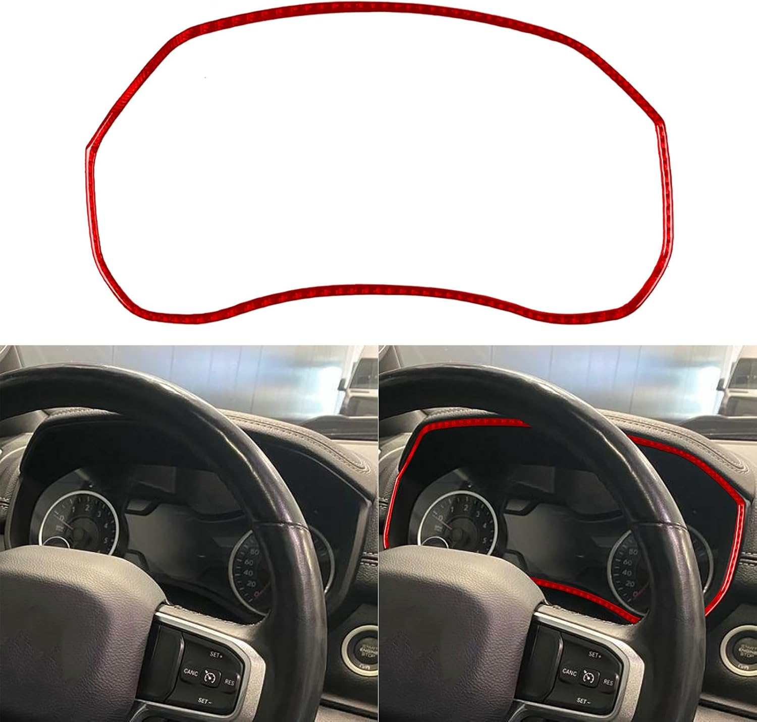 NVCNX Real Premium Carbon Fiber Compatible with Dodge RAM 1500/2500/3500 2019 2020 2021 2022 2023 2024 Window Switch Panel Cover Interior Trim Accessories Sticker Decal Red - for Crew/Quad Cab