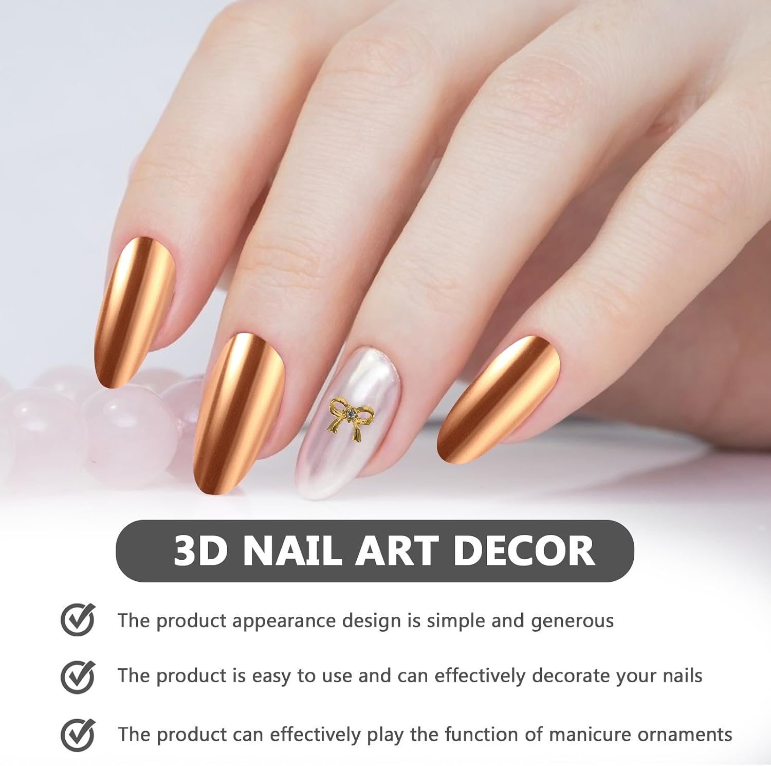 18pcs D Butterflies Bow Nail Studs Metal Nail Art Decor DIY
