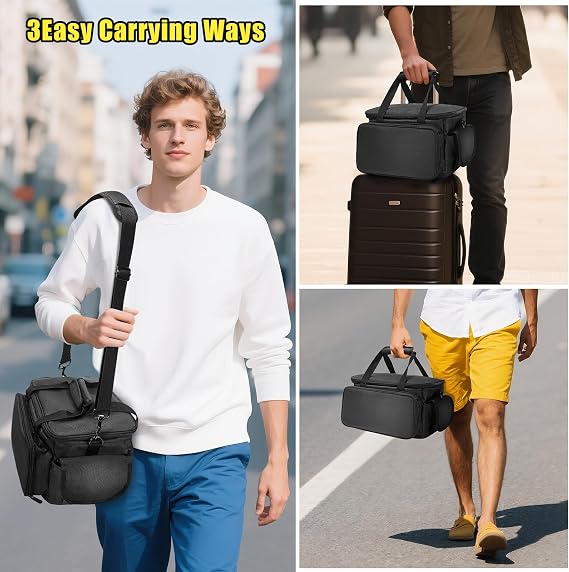 DJ Cable File Bag DJ Cable Organizer Bag Gig Bag with 6 Detachable Dividers for Cords, DJ Gear,Sound Instrument and Accessories (12.2x8x7 Inch)