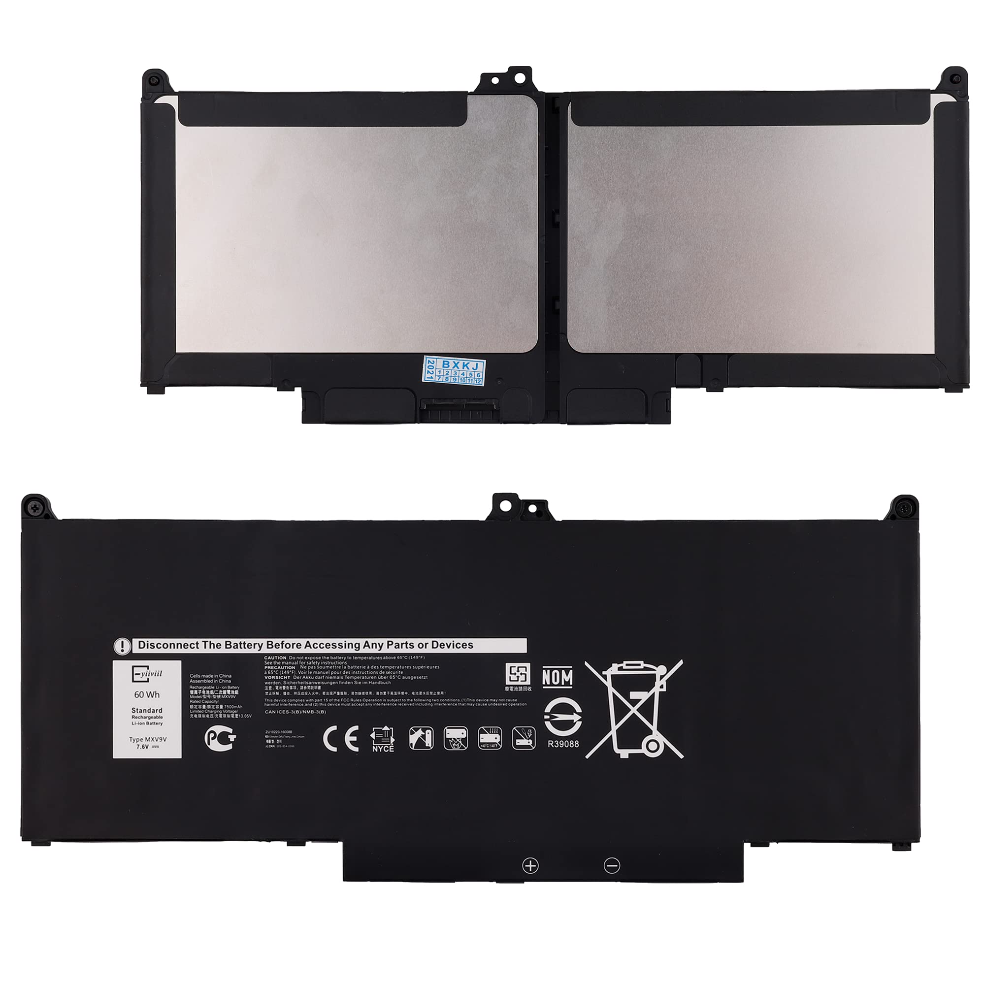 ANTIEE 42Wh J0PGR Laptopbatterij compatibel met Dell Latitude 5285 2-in-1, Latitude 5290 2-in-1 serie T17G T17G001 T17G002 0J0PGR JOPGR 0RDYCT RDYCT 1WND8 X16TW 0X16TW 0FTH6F FTH6F 7,6 V, 5250 mAh