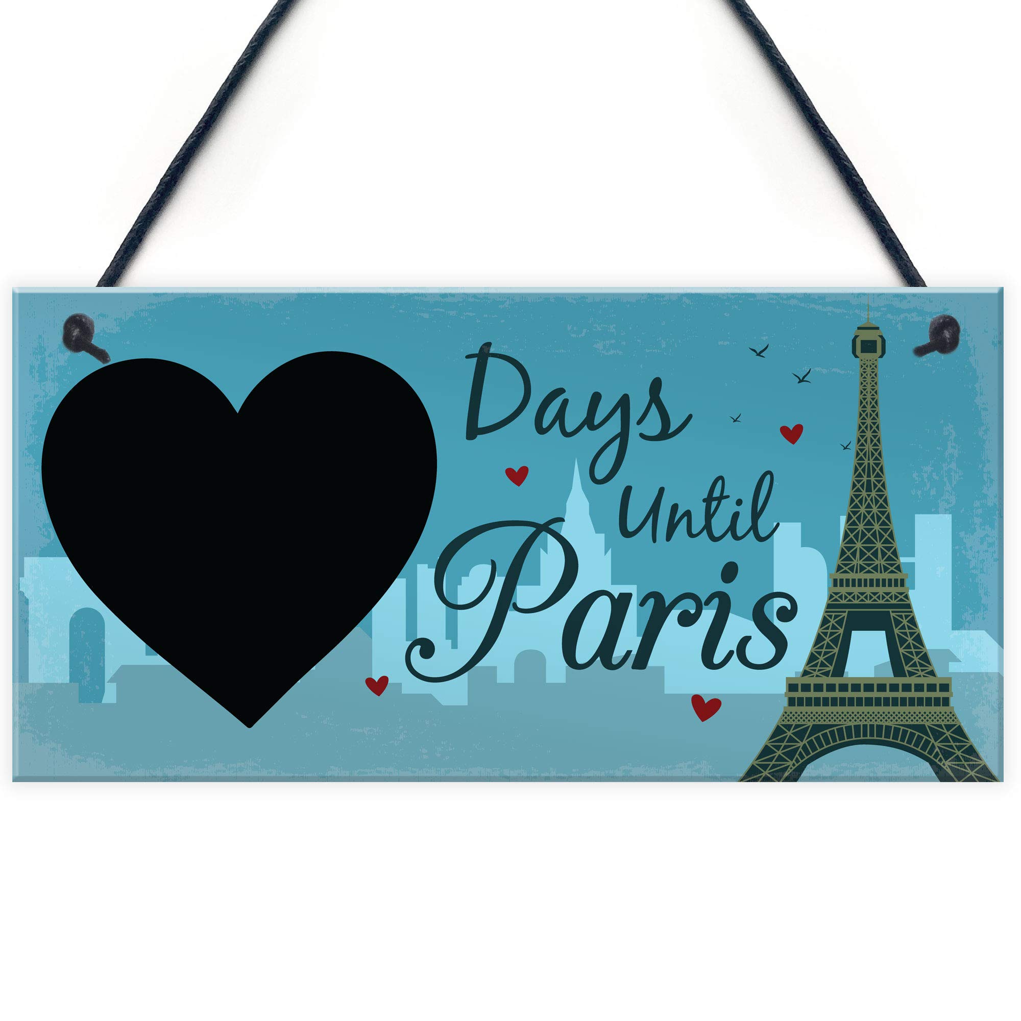 Chalkboard Holiday Countdown To PARIS Hanging Holiday Sign Accessories Best Friend Birthday Gifts Plaque