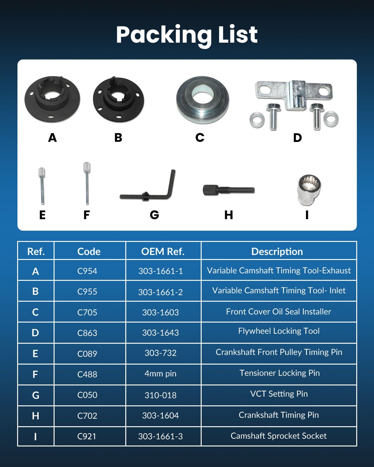 DPTOOL Strumento di bloccaggio dell'albero a Gomiti dell'albero a camme Compatibile con Ford 1.0L Ecoboost Ultima Versione del Motore a Benzina dal 2018 Sostituire 303-1661, 303-1643, 303-018