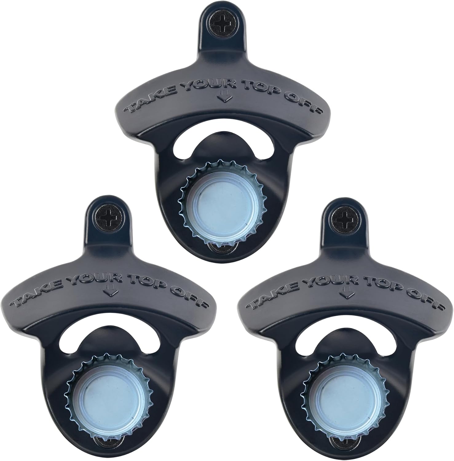 Abrebotellas magnético Take Your Top Off para montaje en pared, con imanes integrados para atrapar la tapa de botella (paquete de 3)