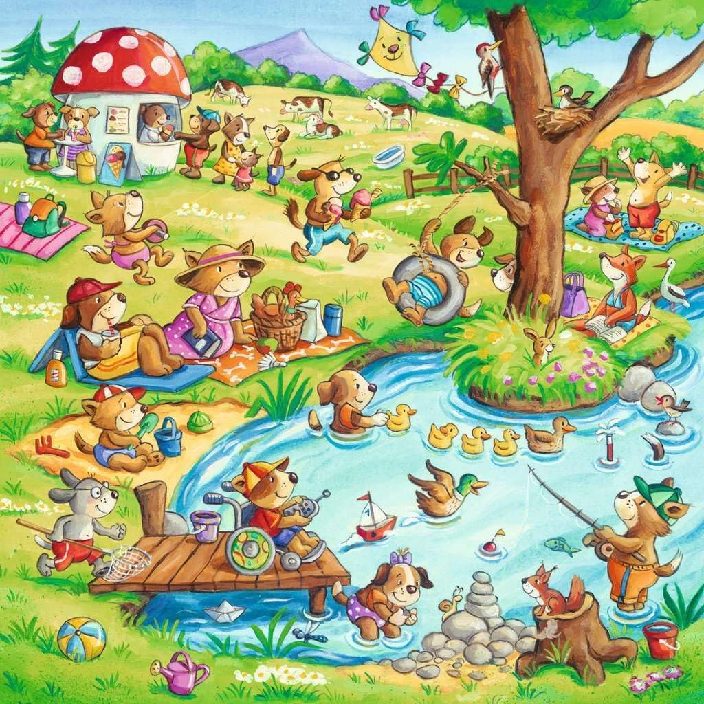 RAVENSBURGER Puzzle 05249 Ravensburger, Holidays in The Country, 3 x 49 Pieces, Puzzle for Children from 5 Years