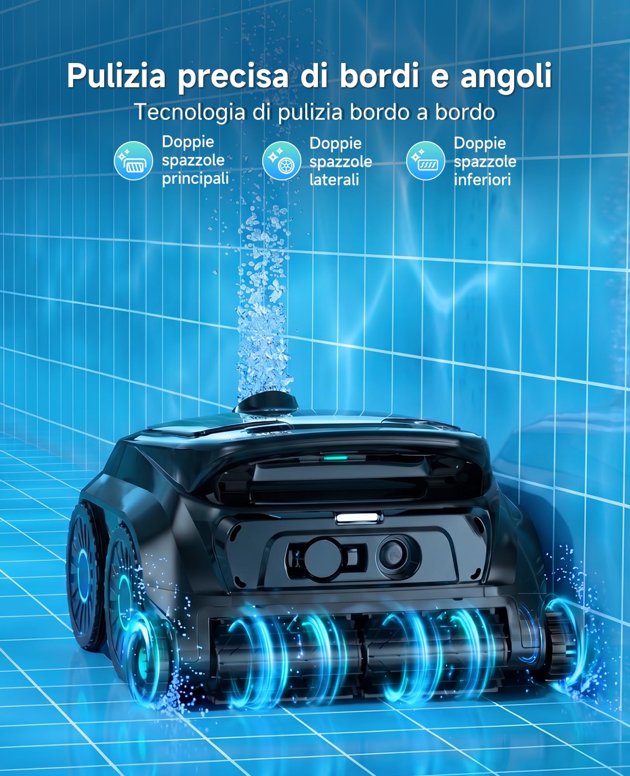 WYBOT OS600 Robot Piscina Limpiafondos, Inalámbrico, 120 Min Autonomía, Limpia Fondo Y Paredes, Navegación Inteligente, para Piscinas Enterradas Y sobre Suelo,Negro Verdoso