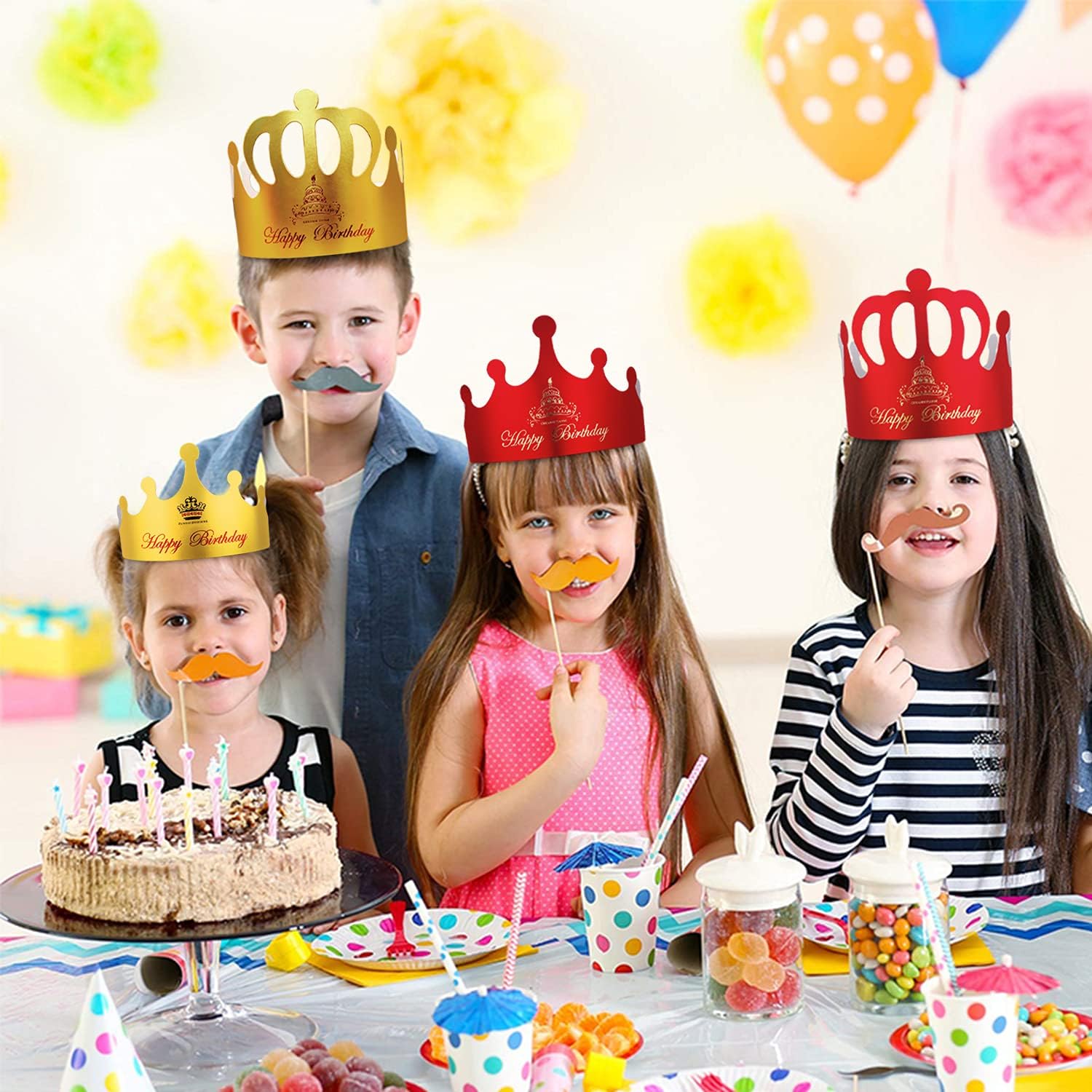 30 Pieces Birthday Hat Rainbow Birthday Party Hats,Birthday Party Cone Hats Art Craft Caps Birthday Party Hats Party Hat for Kids Adults (rainbow) : Toys & Games