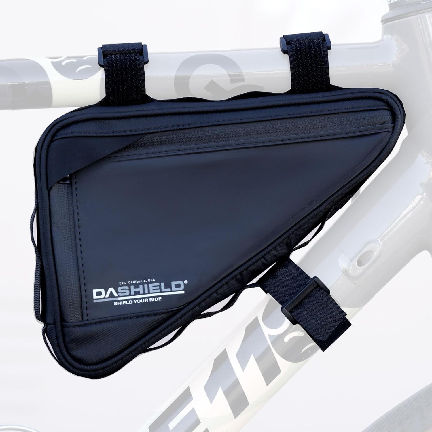 Bike Frame Bag with Two Side Pockets Waterproof Reflective Bicycle Triangle Pouch Storage Bag Strap-On, Mountain Road Bike MTB Cycling Bike Acessories, 1.5L