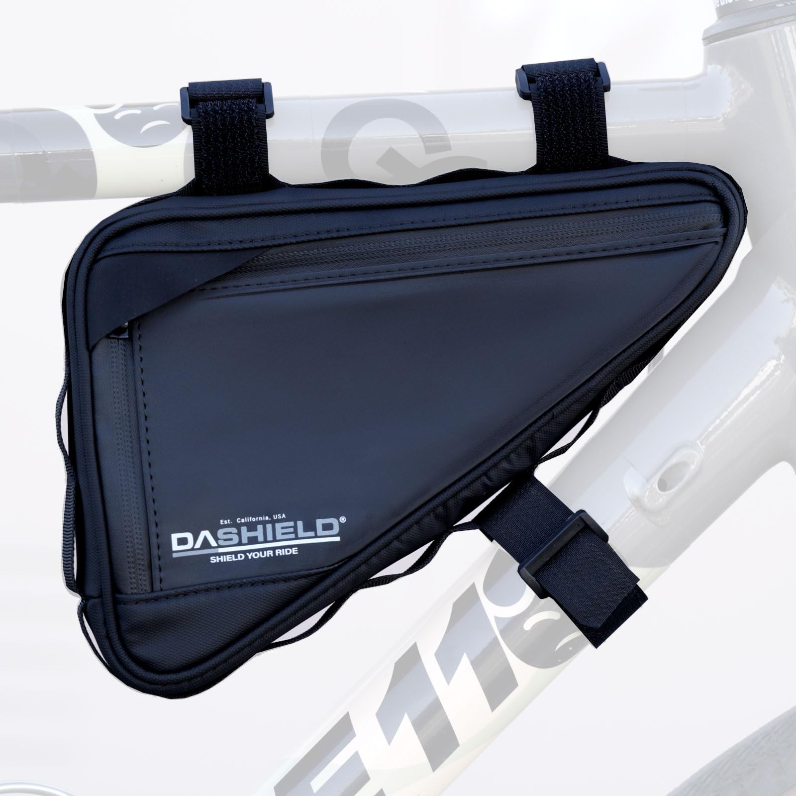 Bike Frame Bag with Two Side Pockets Waterproof Reflective Bicycle Triangle Pouch Storage Bag Strap-On, Mountain Road Bike MTB Cycling Bike Acessories, 1.5L 1.5L Two Side Pockets