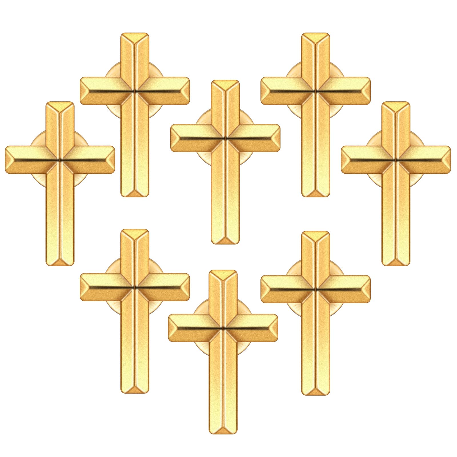 8 Pcs Cross Pins Bulk Metal Golden Gold Religious Christian Cross Brooch Pins Set Religious Enamel for Christian Chaplain Gifts Funeral Church Prayer Activities (Gold)