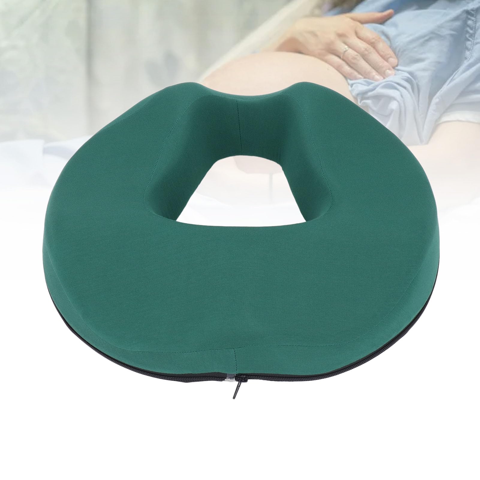 Cuscino a Ciambella in Memory Foam Cuscino Ergonomico per Alleviare la Sciatica su Sedia da Ufficio Sedia a Rotelle per Auto 16,54 X 14,76 X 3,74 Pollici (Verde)