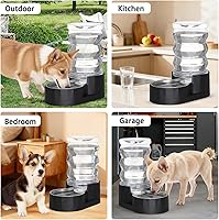 Vista 3 de RIZZARI Dispensador de agua para comida de perro: 7L automático en negro, grande, de acero inoxidable, con filtro - Comedero de agua por gravedad