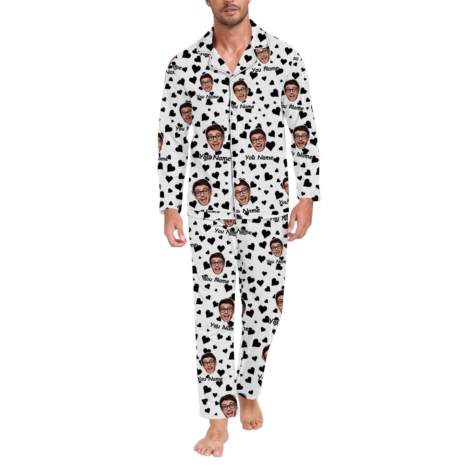 Generisch Pijama Hombre Talla 29 Pantalones Divertidos para Hombres Mujeres Parejas Emparejadas Unisex Personalizado Nombre Albornoz Hombres Elegante