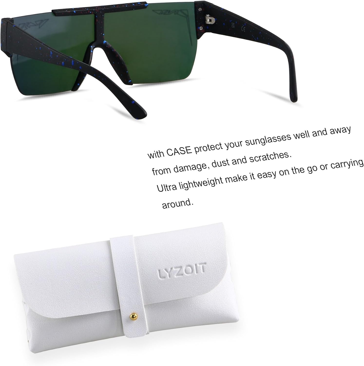 LYZOIT Square Sunglasses Women Men Flat Top Mirrored Sunnies Shades UV Protection - Image 2
