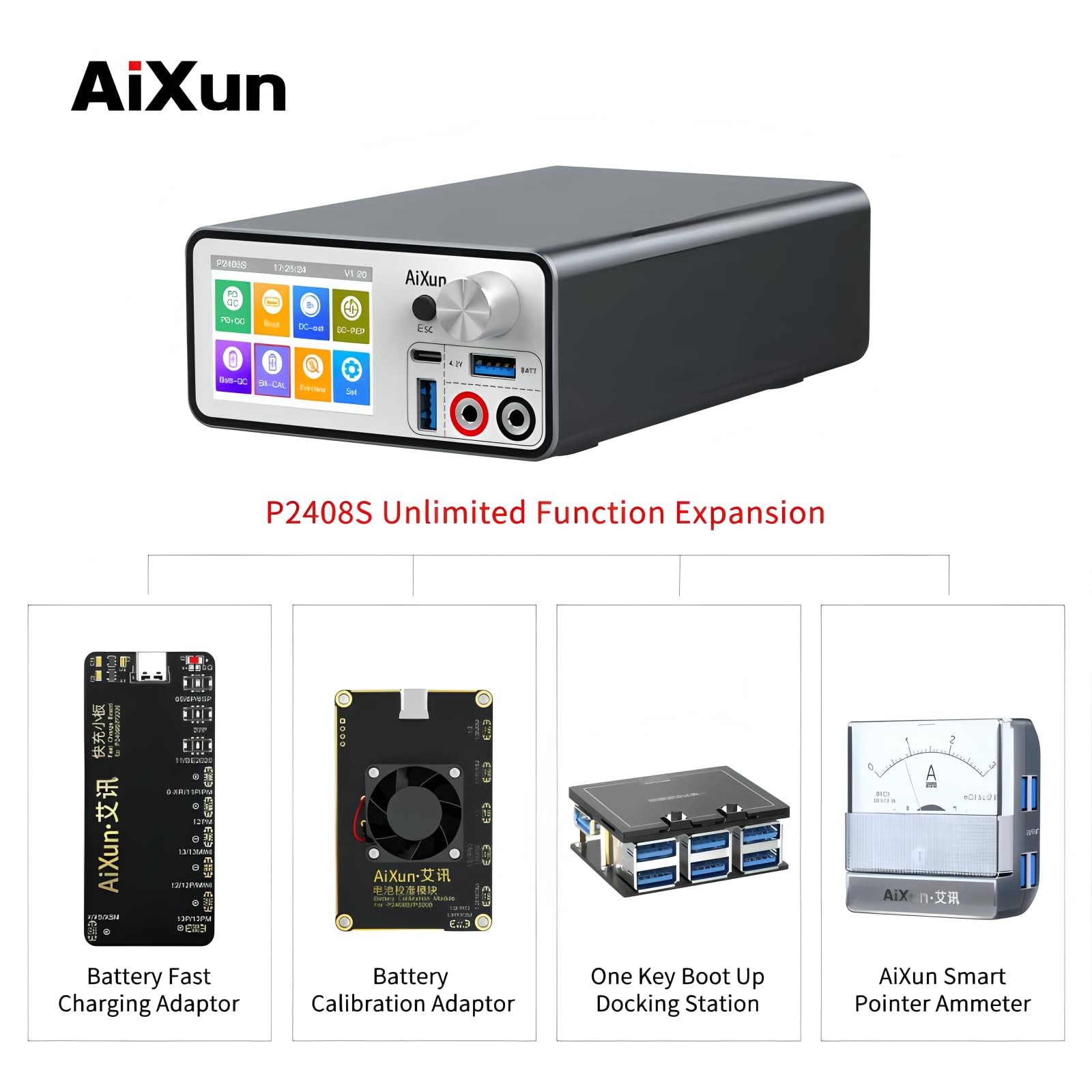 Aixun P2408S DC Netzteil Einstellbar 32V 8A LED Digital Laborbank Quelle Spannung Linearregler Handy Reparatur Werkzeug