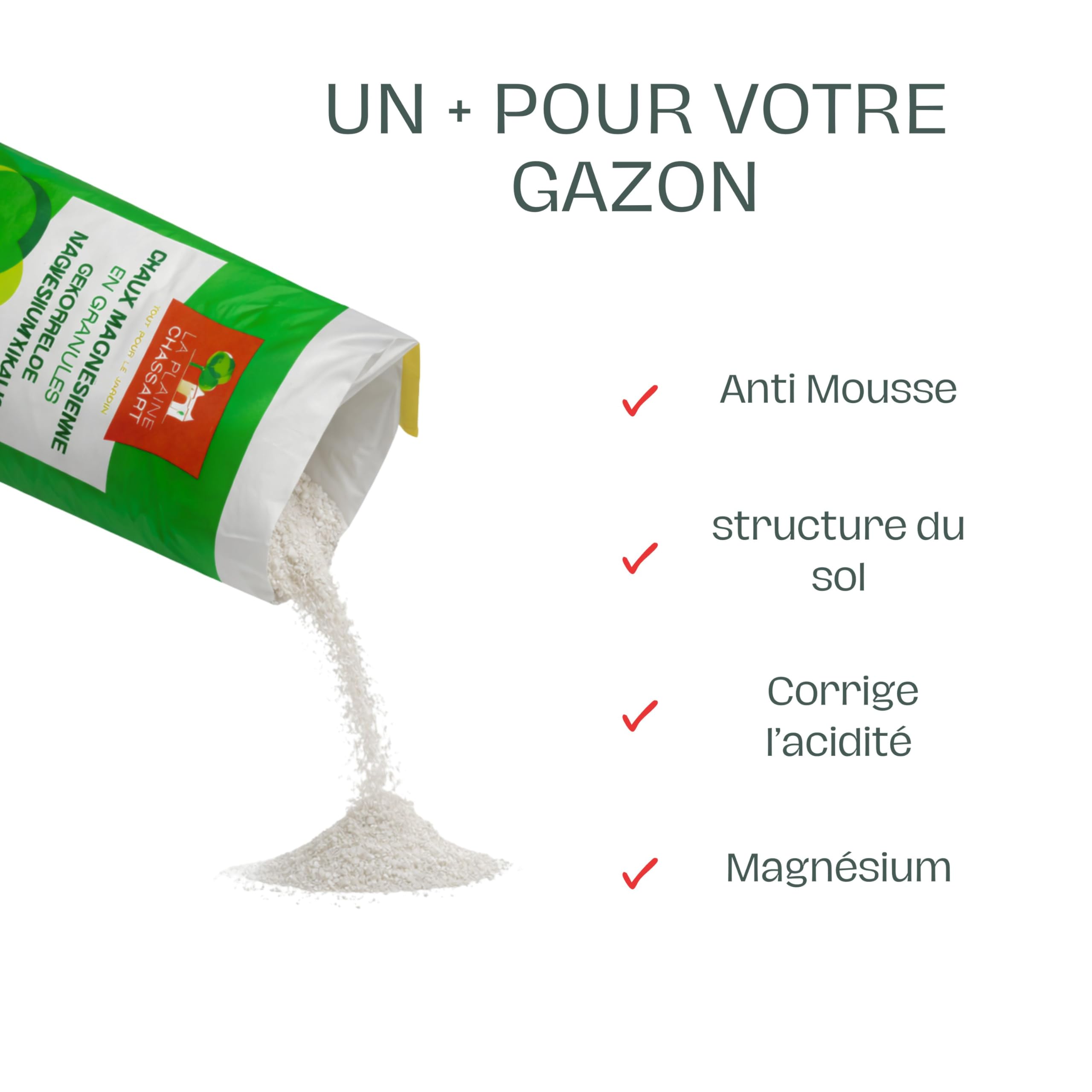 La Plaine Chassart - Chaux Magnésienne en Granules 20kg - Amendement Pour Sol Acide - Gazon, Pelouses, Jardin d'ornement, Potager, Compost