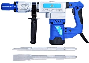 JPT Demolition Hammer Breaker 5 KG Heavy Duty 1500W With Two Chisels Flat & Pointed With Anti Vibration Control Handle, 1500 Watts, 220 Volts - BLUE