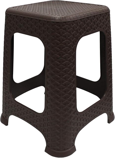 New Mark Large Rattan Stackable Stools Step Stool Plastic Indoor Outdoor Chair Dark Brown