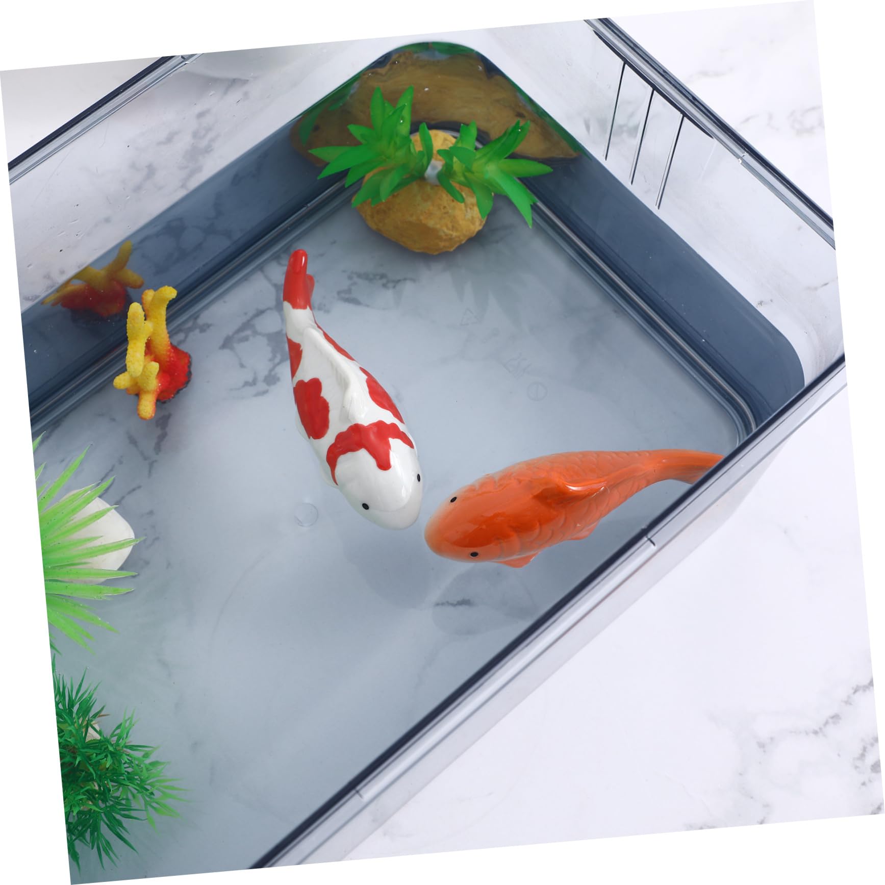 HEMOTON 10 Set Ornamenti di Pesce Sottomarino Roccioso Dell'acquario Assortito Mestiere Decorazione di Pesci Galleggianti per La Casa Acqua Dolce Pescare Oh Ceramica Arancia 2 Pezzi*10