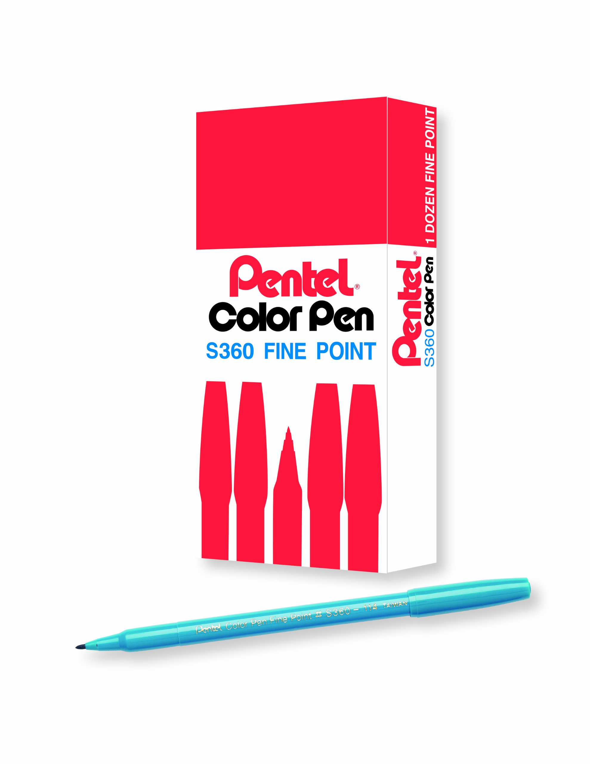Pentel Arts Color Pen, Turquoise, Box of 12 (S360-114)