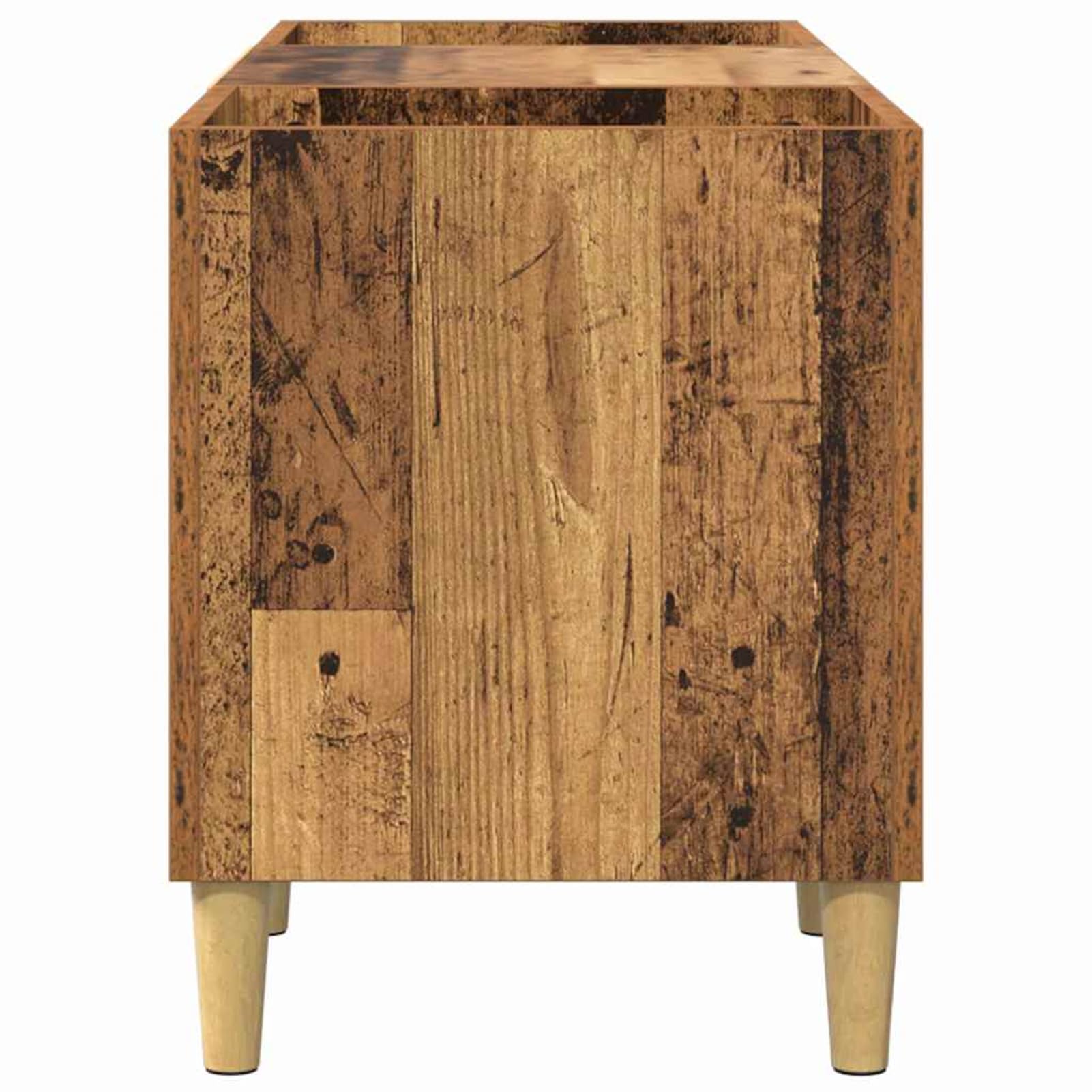 Armadietto per dischi in legno, 121 x 38 x 48 cm, effetto legno anticato, con ante a cerniera e spaziosa capacità per dischi in vinile