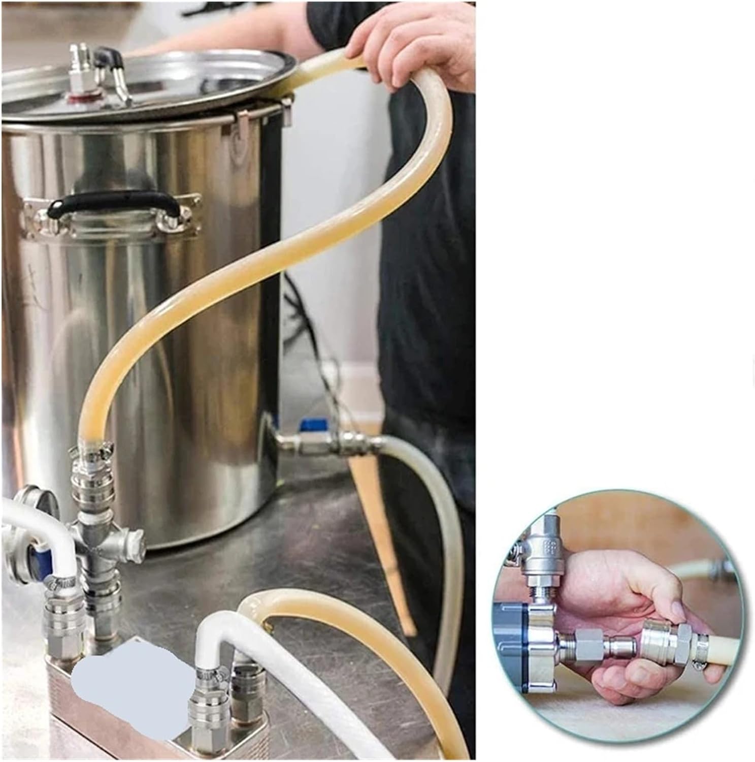 wort chiller, 20 Plates Heat Exchanger Wort Chiller, Stainless Steel and Brazed With Copper Counterflow Chiller Home Brew Beer Cooling Tools