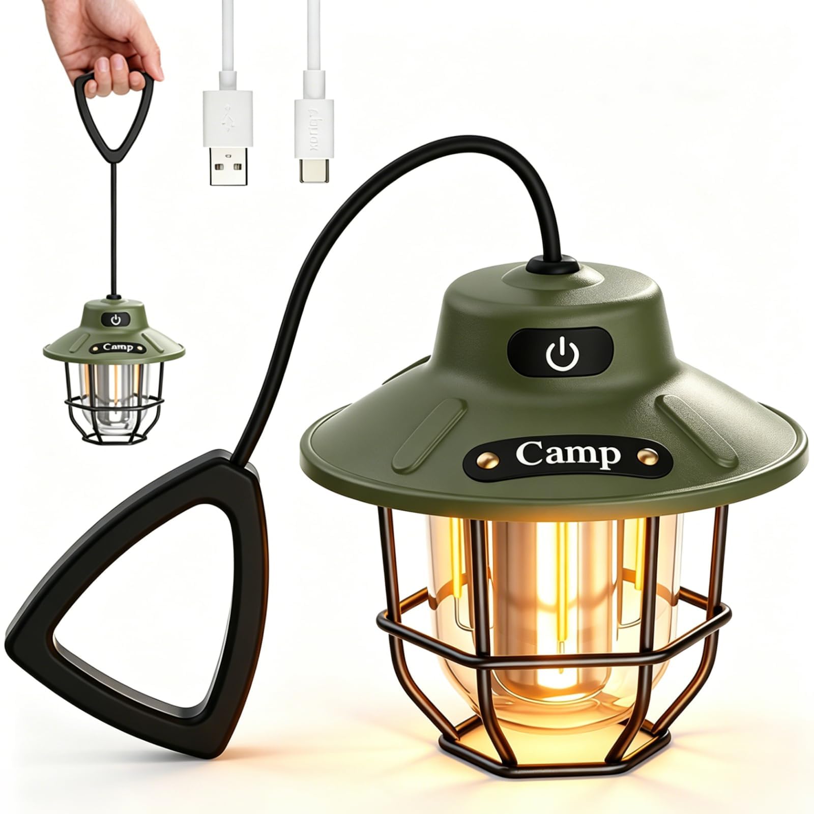 Lanterna da campeggio da 1200 lumen, luce LED ricaricabile con 4 modalità di illuminazione, torcia portatile USB per esterni, per campeggio, escursionismo, emergenze, interruzioni di