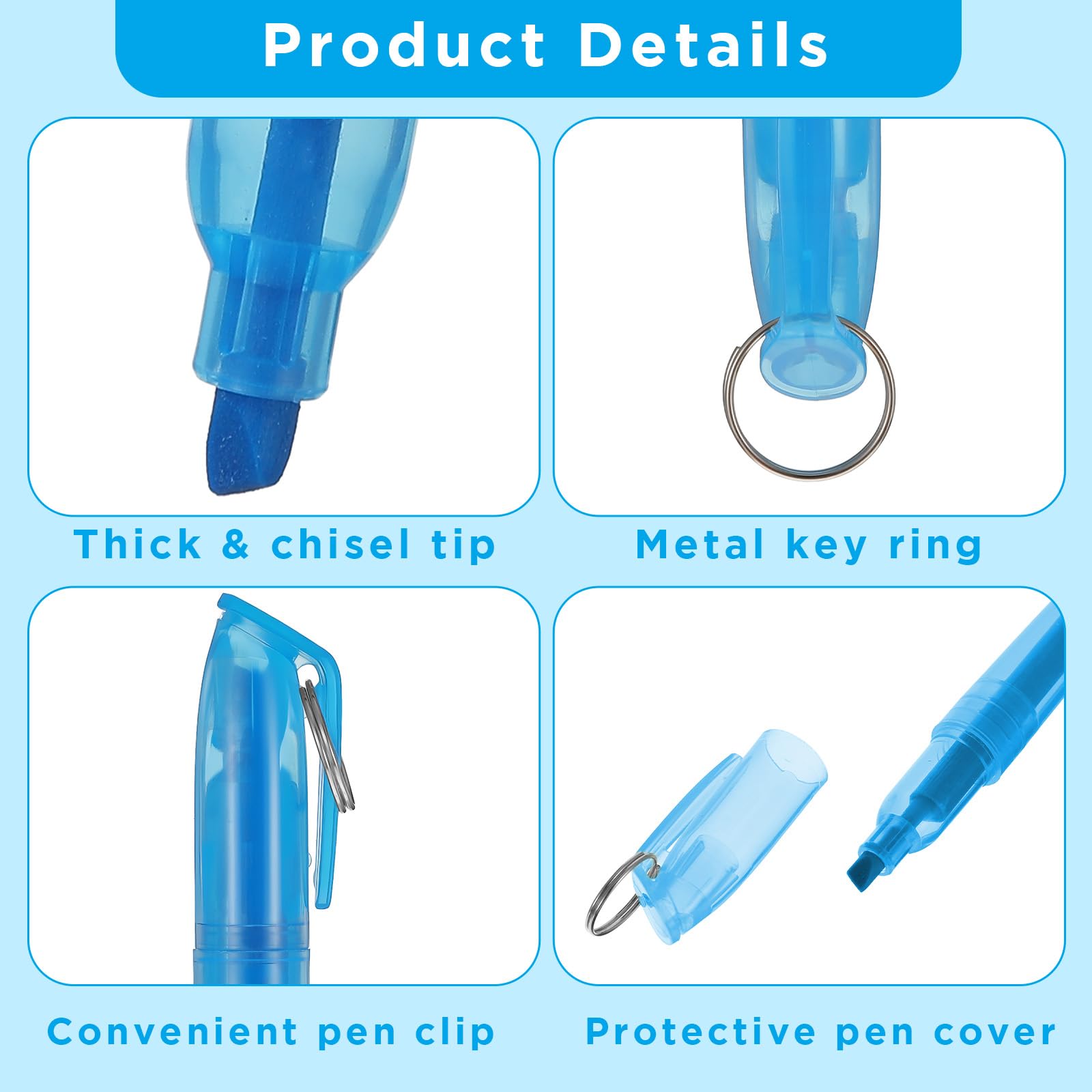 Mini-Textmarker mit Schlüsselanhänger, 5 lebendige Farben (Blau, Grün, Gelb, Orange, Rosa), kompakt, schnell trocknend und tragbar, für Lernen, Büro und Zuhause, 120 Stück