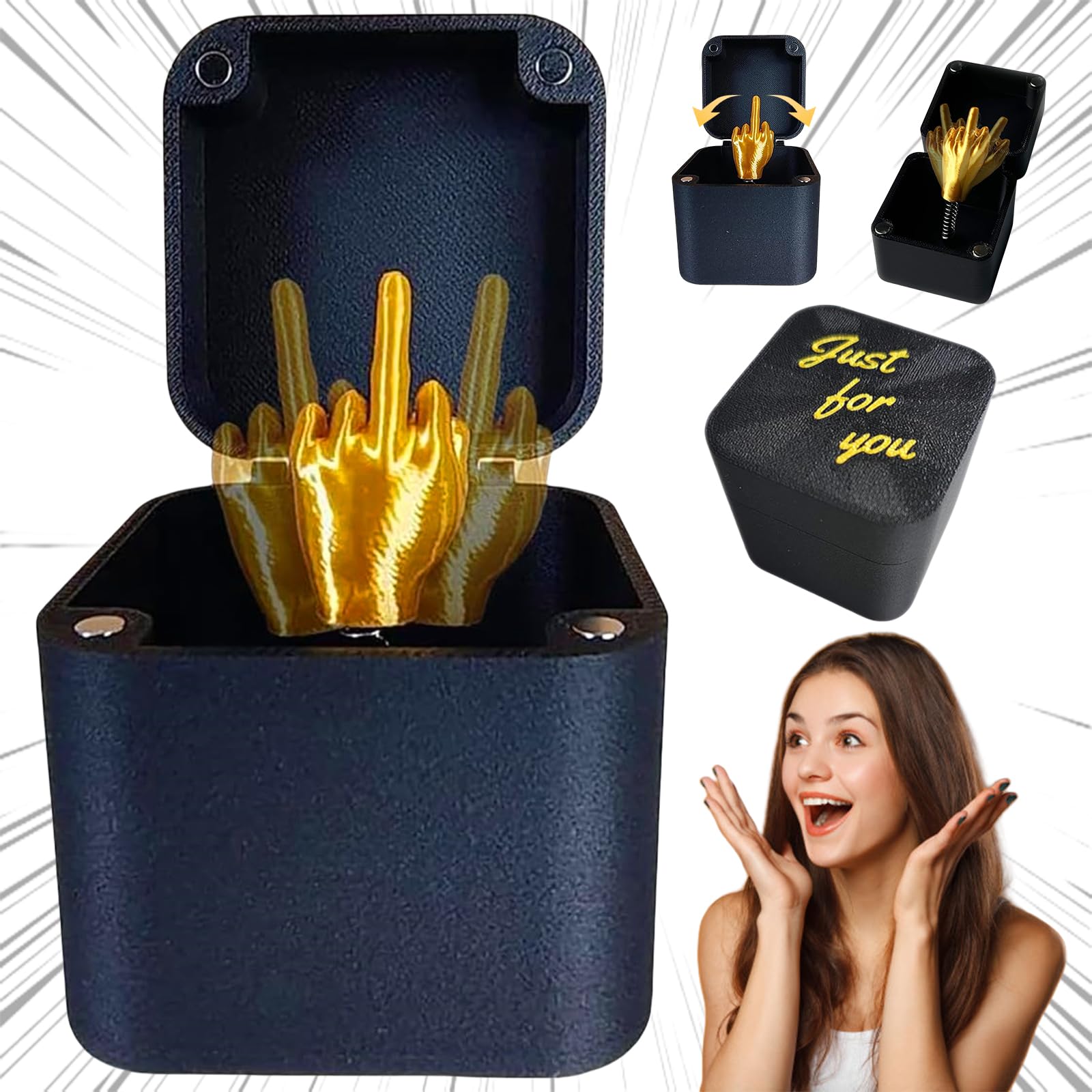 Gag Gift Coffret Cadeau Surprise Doigt D'Honneur - Boîte Pop-Up Drôle Pour Farce, Anniversaire