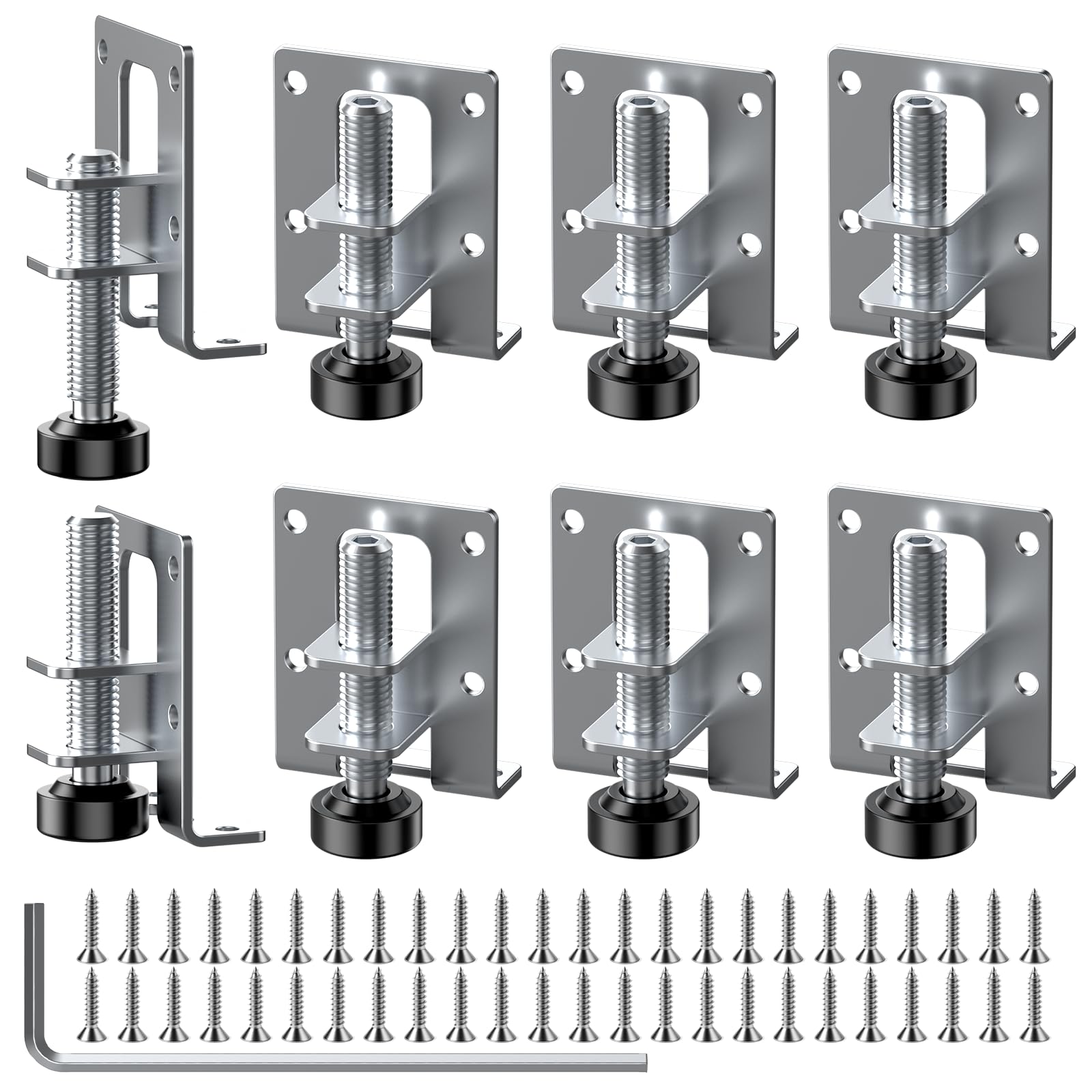 Set of 8 Adjustable Furniture Feet 55/102 mm Heavy Duty Furniture Levelling Feet, Height Adjustable Feet for Furniture with 48 Small Screws and 1 Allen Key for Cabinets Shelves Cabinets Workbench