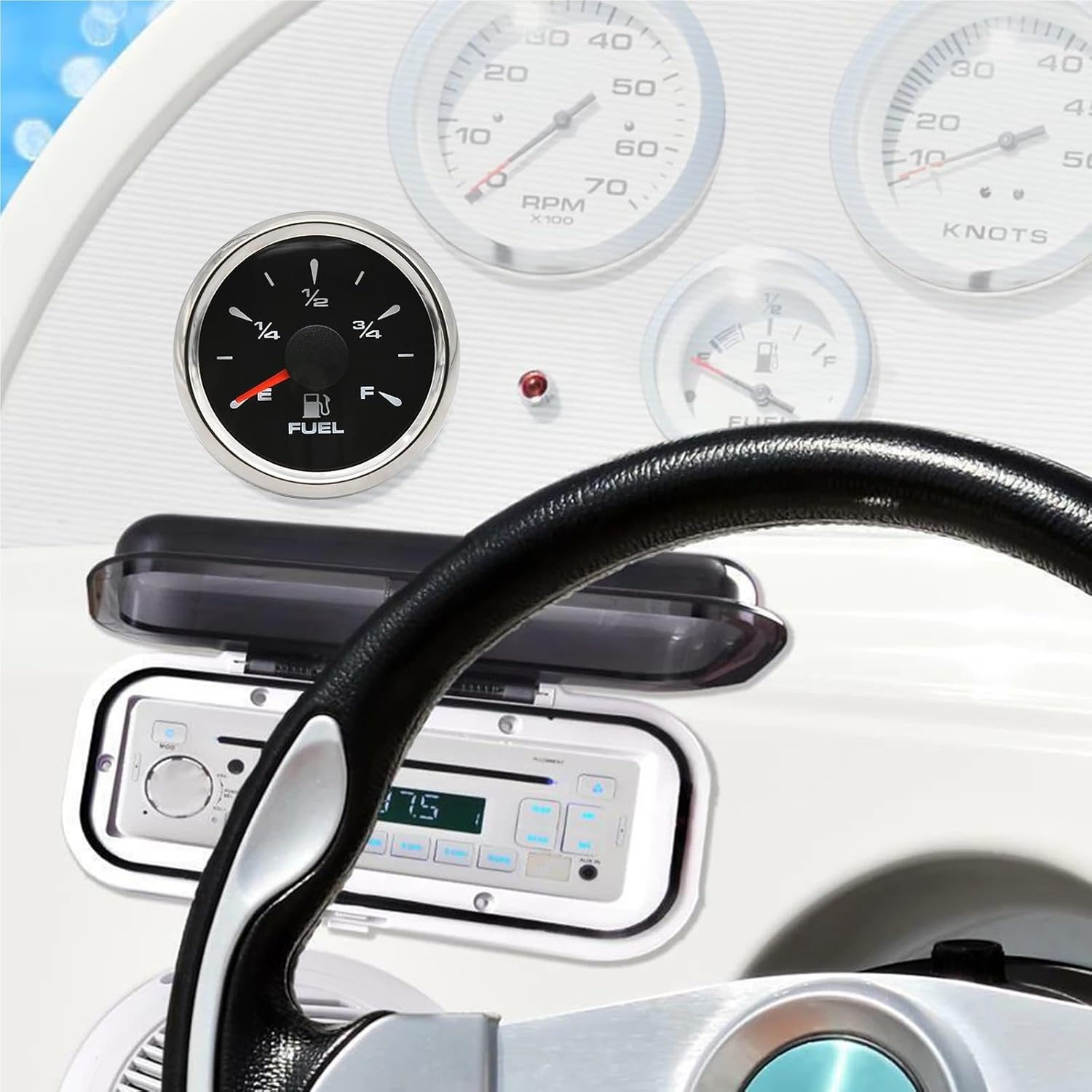 Custom 0-90ohm 52mm Gauge Car Boat Fuel Level Gauge with 8 Colors Backlight Fit Fuel Level Sender Unit Water Level Sensor 9-32V(Green)