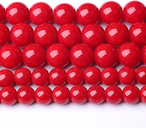 45 cuentas de vidrio rojo de 0.315 in para fabricación de joyas, redondas, sueltas, espaciadoras, piedras curativas, cuentas de piedra para hacer