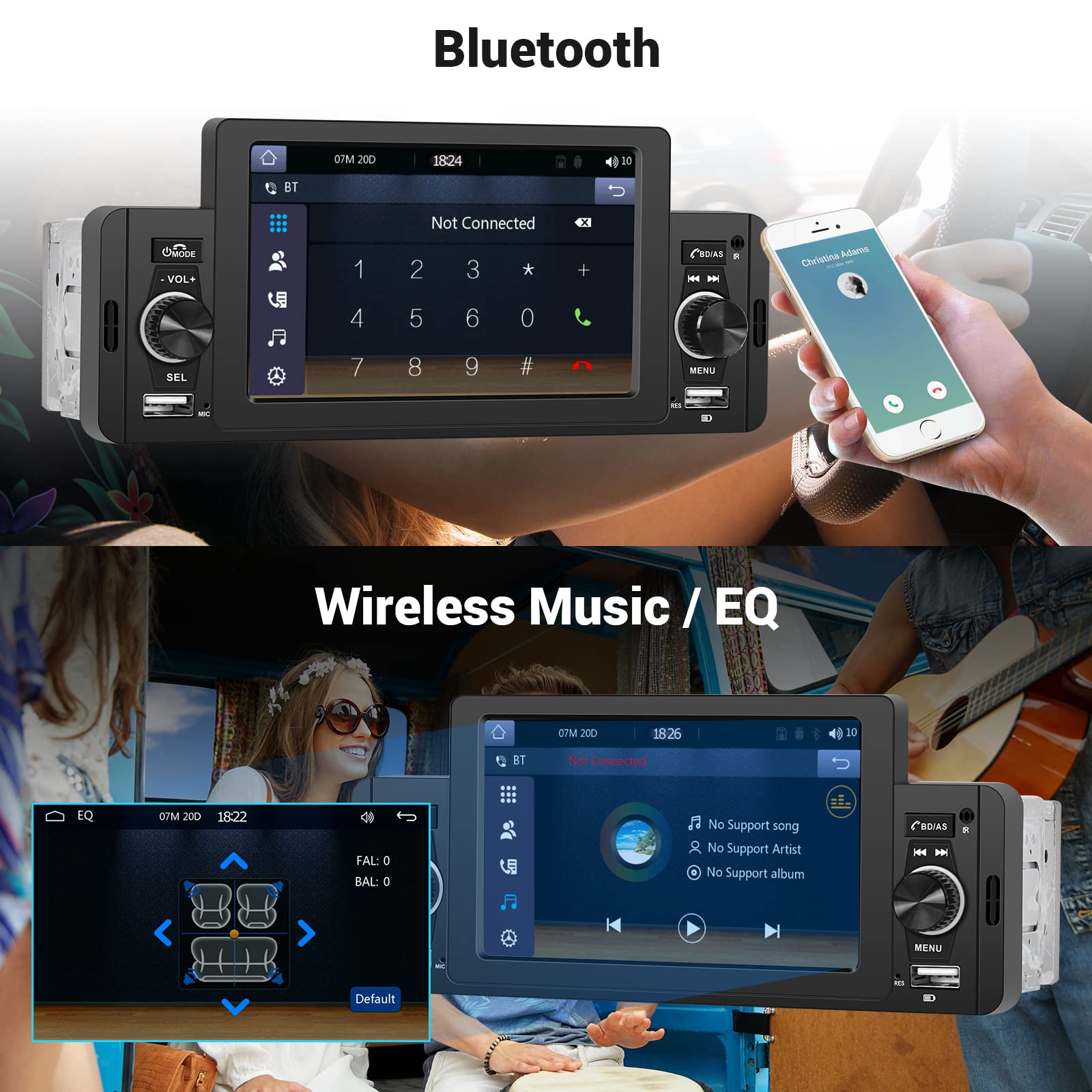 Hodozzy Autoradio 1 DIN Avec Carplay Sans Fil Et Android Auto, Écran Tactile 10,4 Pouces Vertical Rotatif Avec Bluetooth, WiFi, GPS, EQ, FM/RDS Poste Radio Voiture 1 DIN, SWC/USB/AUX + Caméra Recul