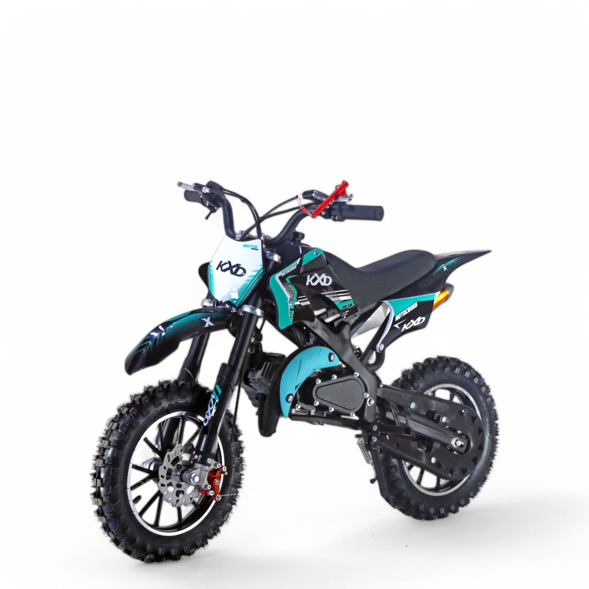 KXD 701/706/708 Blitzer 49cc Enfant 2 Temps 45km/h Dirt Bike Dirtbike CrossBike Pocket Pitbike Pocket Kids Dirt Cross Motor Moto Vélo Véhicule Enfant (Turquoise, KXD 701 49ccm 2Temps)