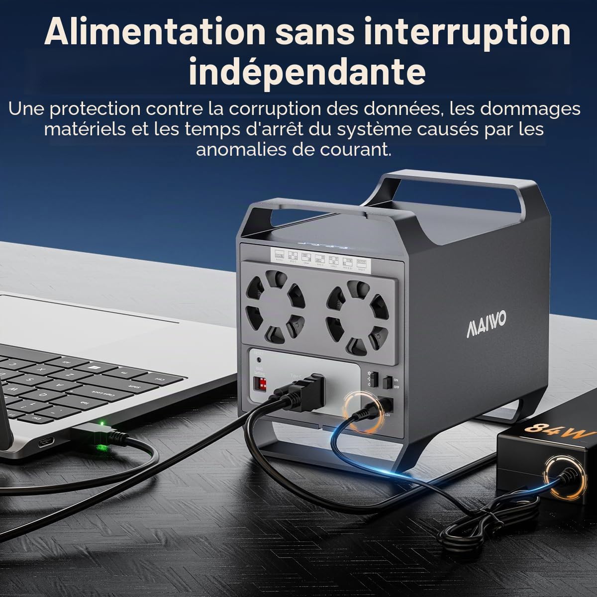 MAIWO Boîtier RAID 4 baies pour disque dur SATA 3,5" avec ventilateur de refroidissement, câble USB A-C 3.0 et C-C inclus, prend en charge Raid Normal, 0,3,5,1/10, Clone/Large (Jbod) et capacité de 96